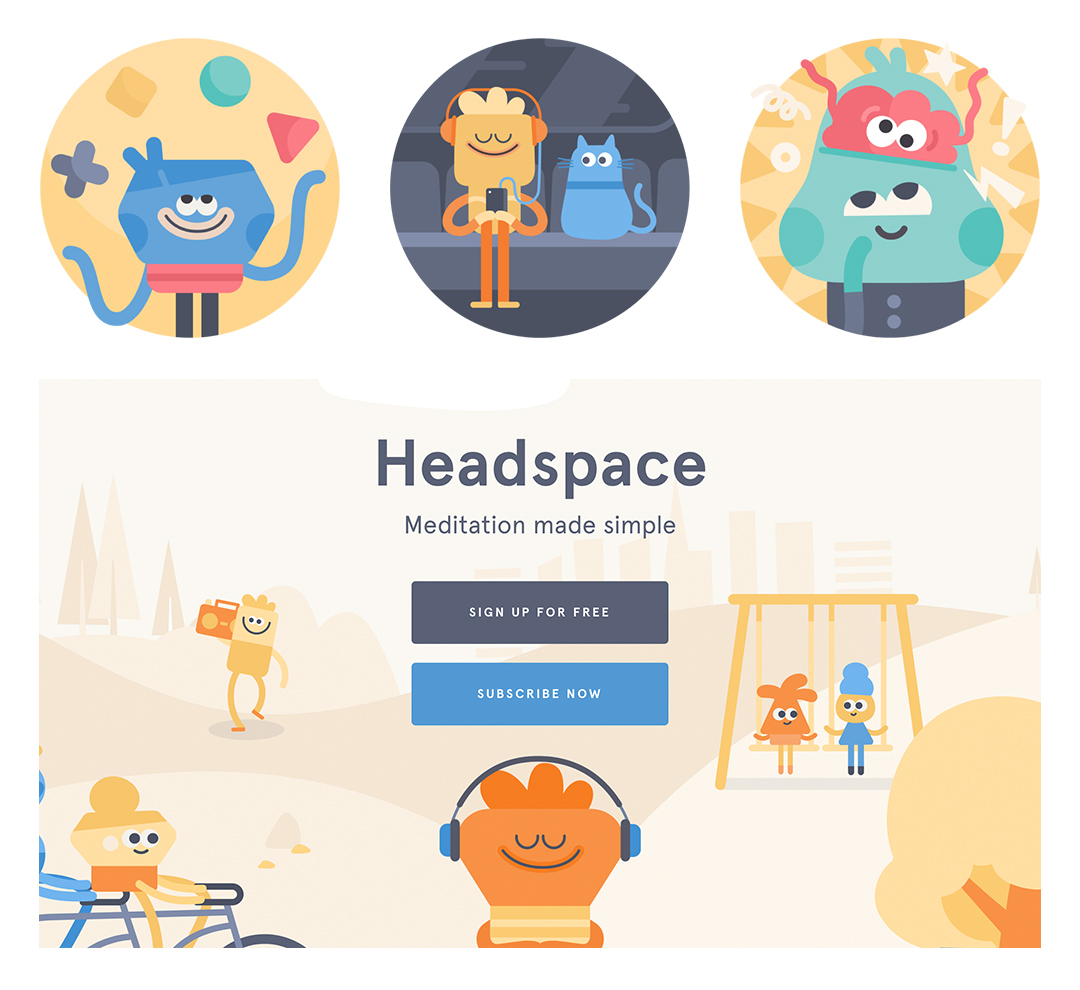Headspace branding illustrations