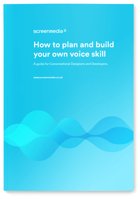 the front cover of the how to build a voice skill whitepaper